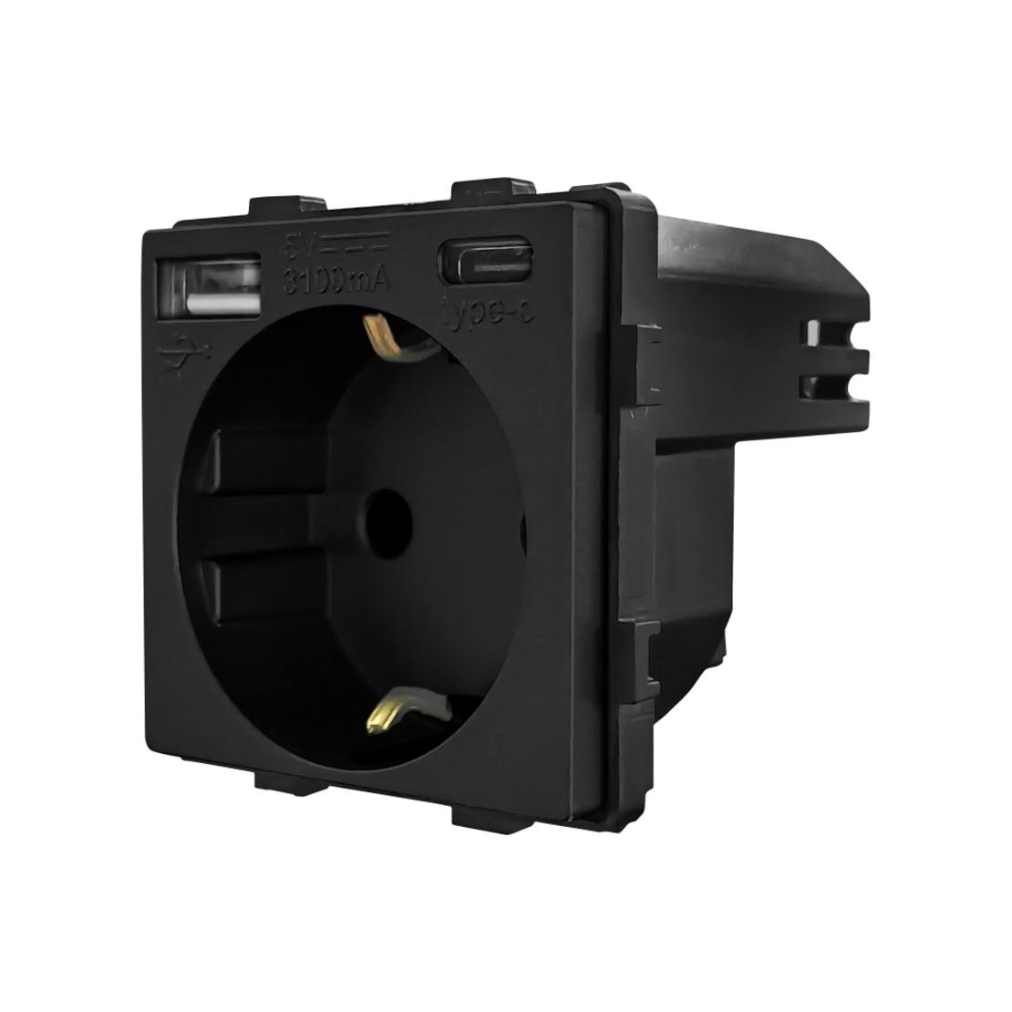 Modul Priza Simpla + USB-A + USB-C LUXION, negru