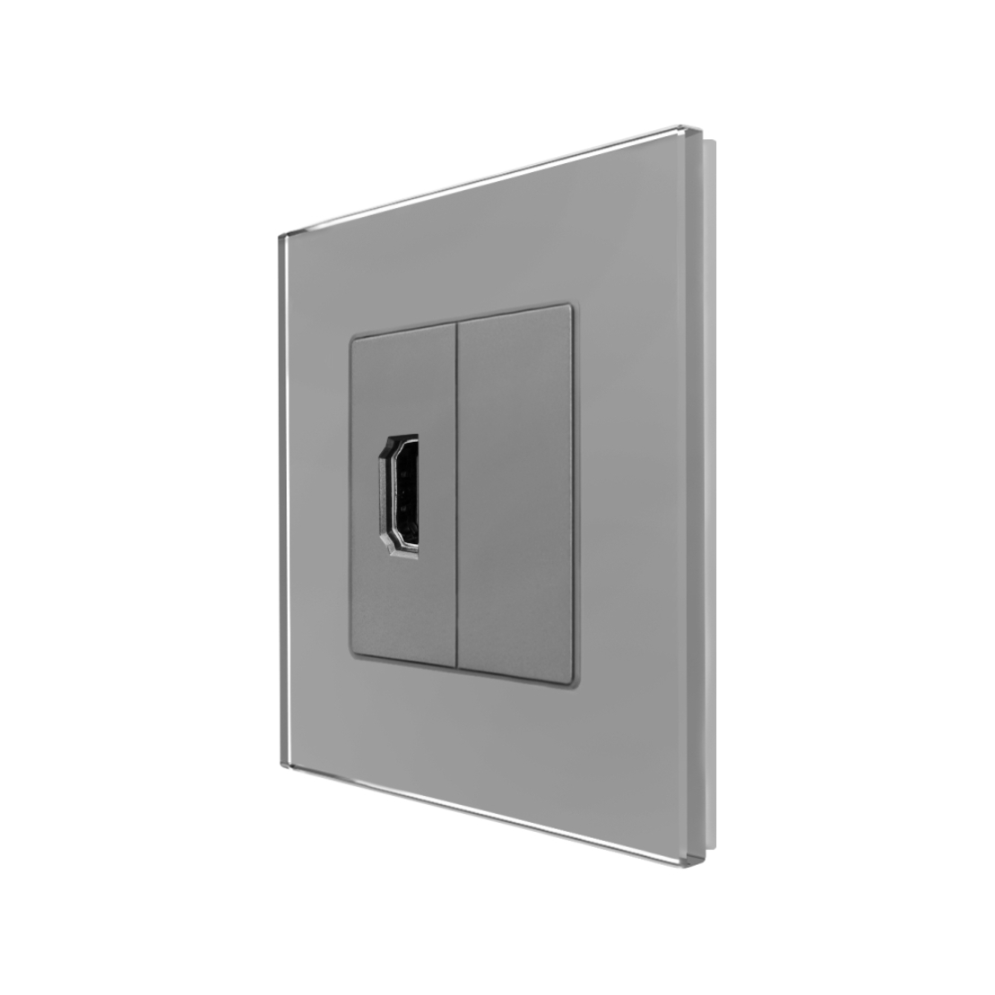 Priza HDMI cu Rama din Sticla LUXION, gri