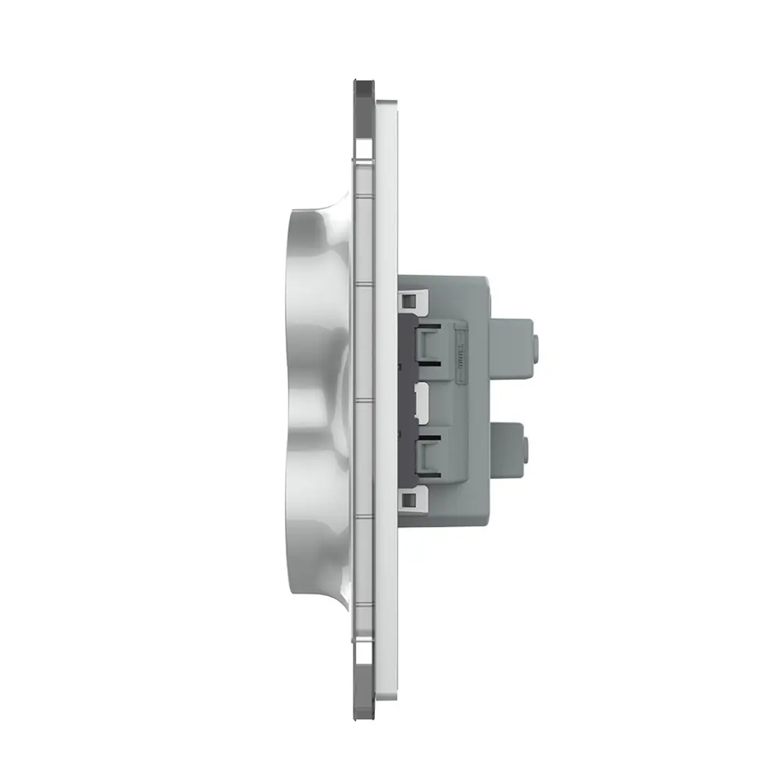Priza Dubla Livolo cu Rama din Sticla Pentru Doza Simpla, gri