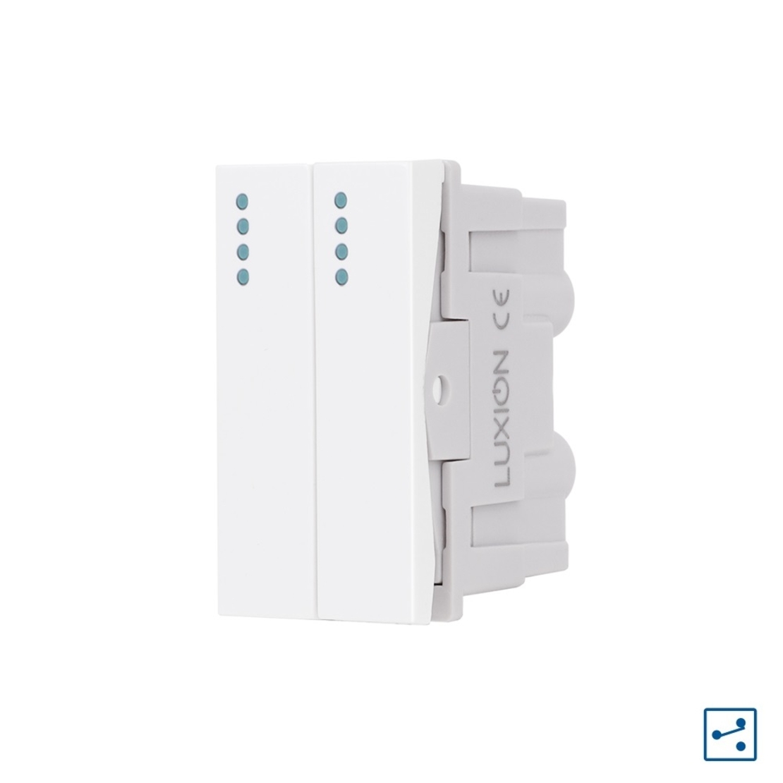 Modul Intrerupator Dublu Cap-Scara Mecanic 2M / 1M LUXION, Standard Italian, alb