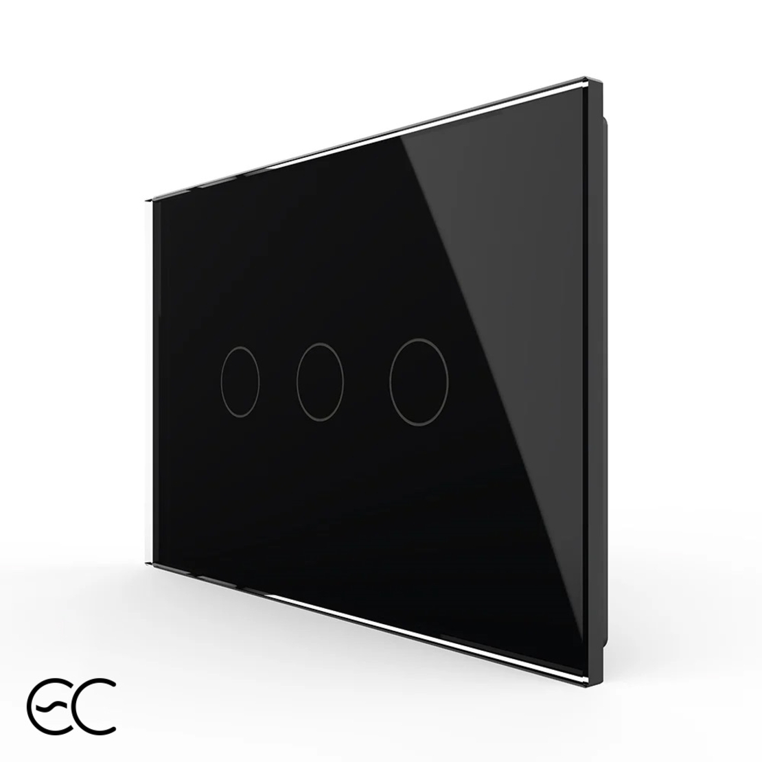 Intrerupator triplu cu touch Livolo din sticla, standard Italian, protocol ZigBee EC - Serie noua, negru