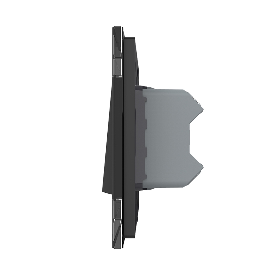 Intrerupator Dublu Mecanic Cap Cruce LIVOLO cu Rama din Sticla - Serie Noua, negru