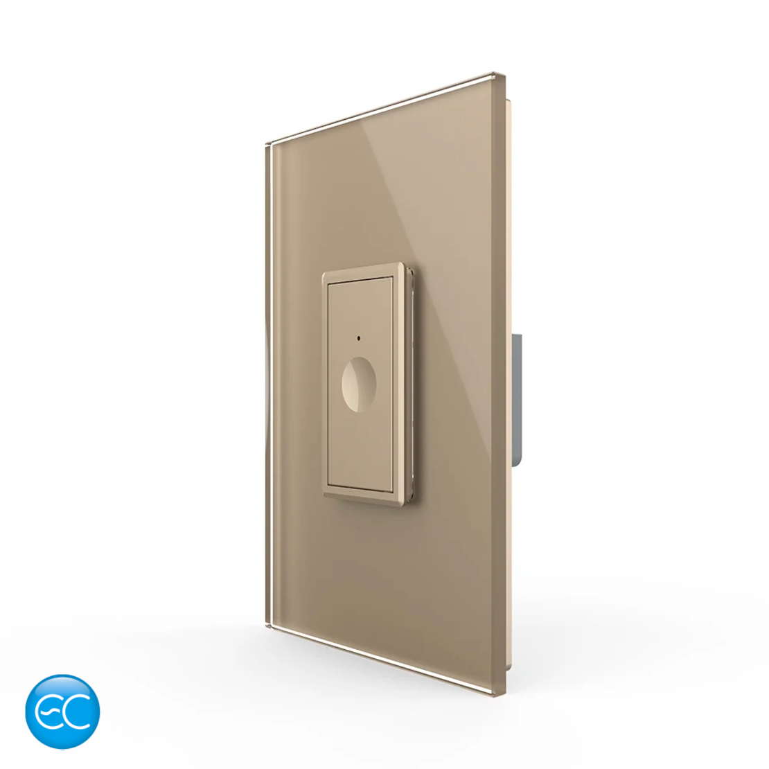Intrerupator Simplu cu Touch Livolo cu Rama Din Sticla 1M, Zigbee EC, auriu