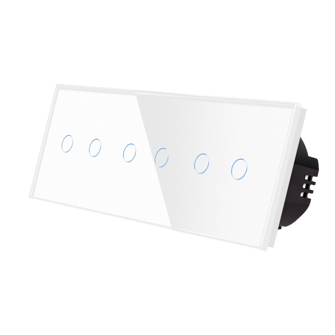 Intrerupator Dublu + Dublu + Dublu cu Touch din Sticla LUXION, alb