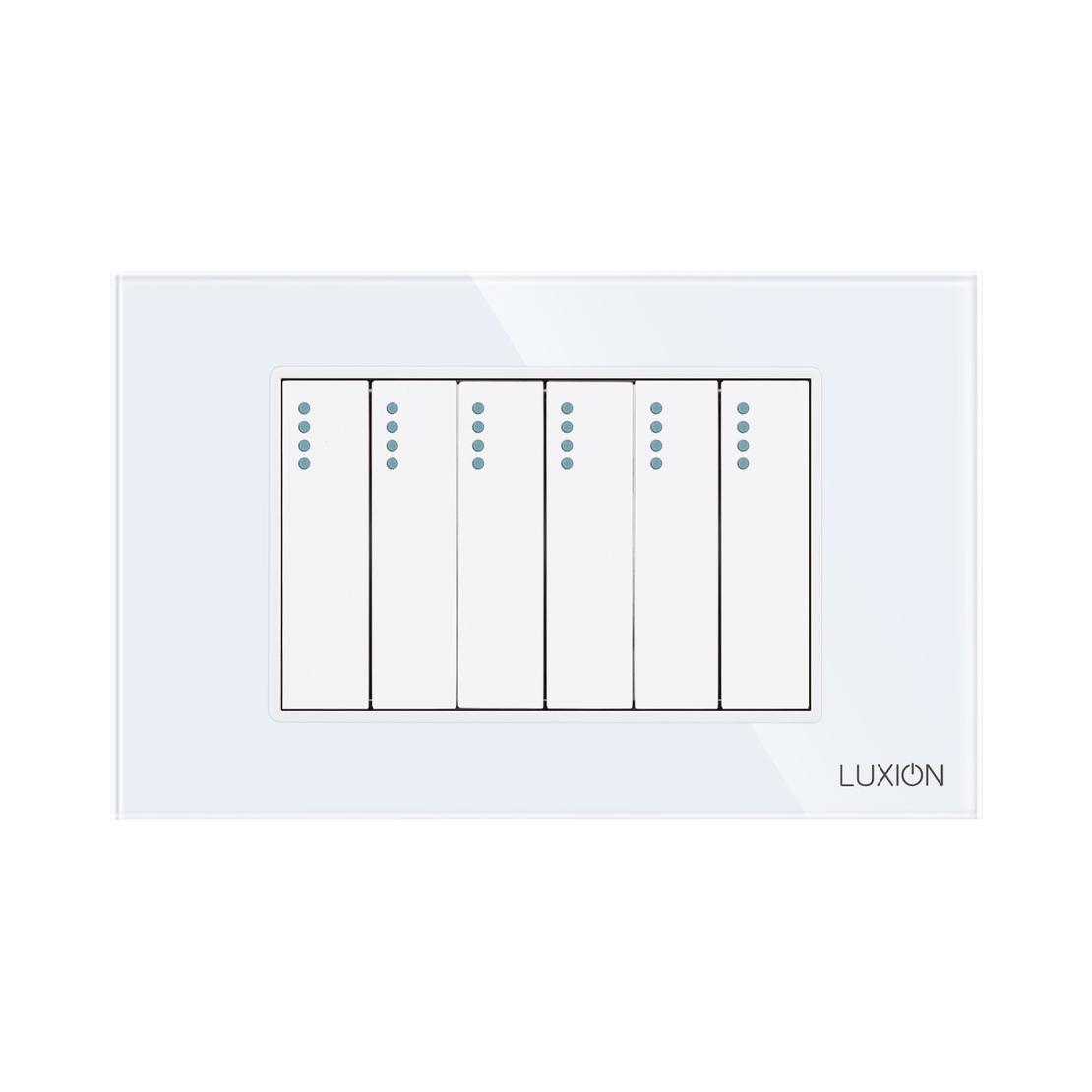 Intrerupator Mecanic 6 Posturi LUXION cu Rama din Sticla, Standard Italian, 3M, alb
