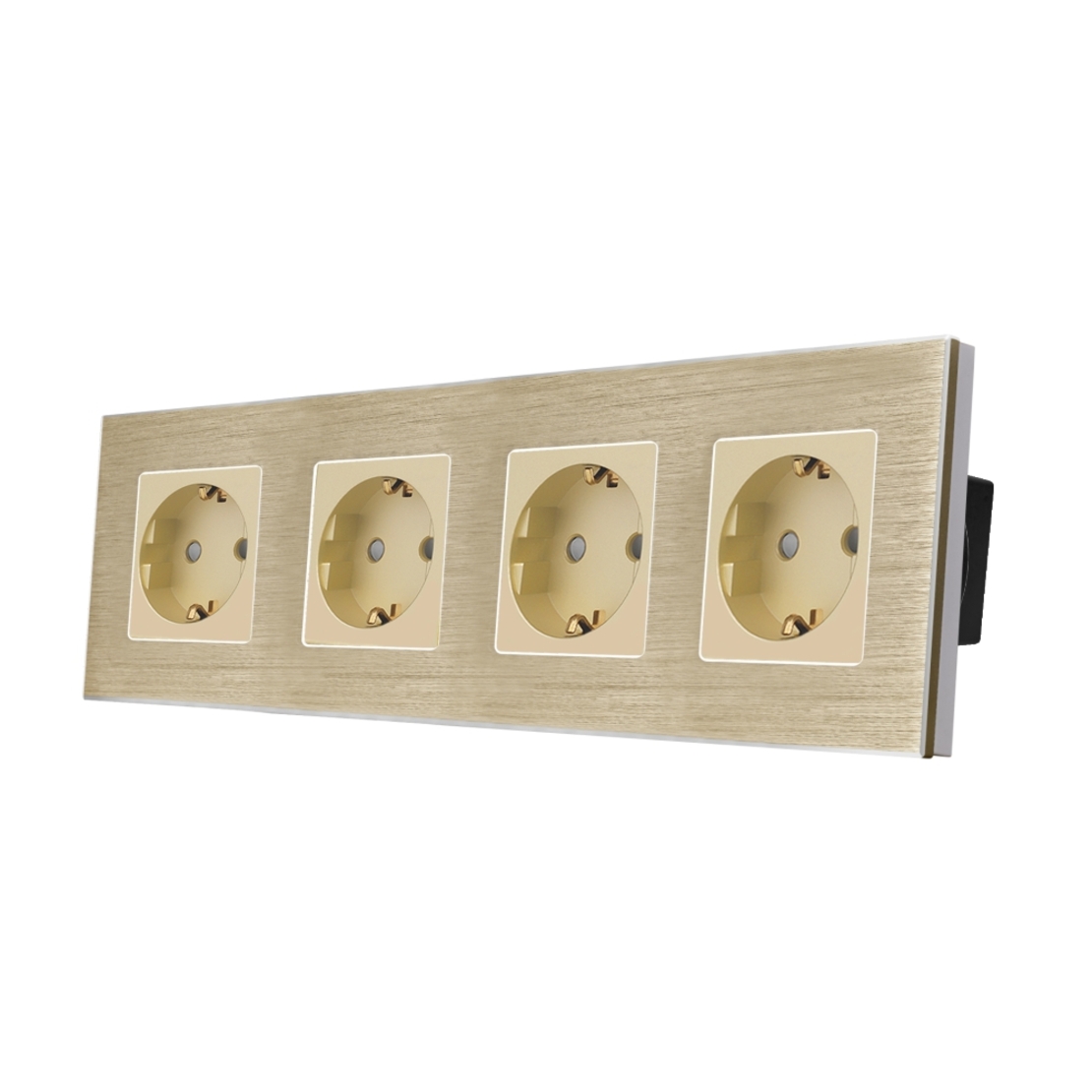 Priza Cvadrupla LUXION cu rama din aluminiu, auriu