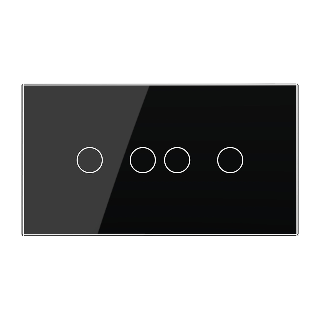 Panou Intrerupator Dublu + Dublu cu Touch LIVOLO din Sticla, Standard Italian - 4M, negru