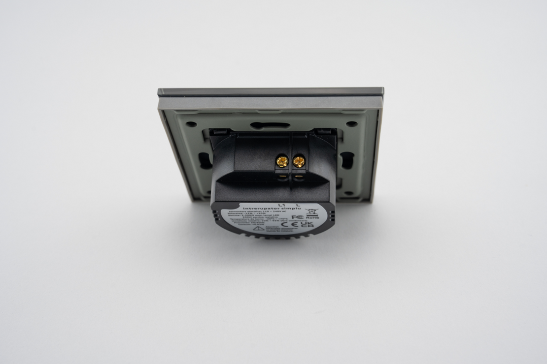 Intrerupator Simplu cu Touch din Sticla LUXION, 500W, gri