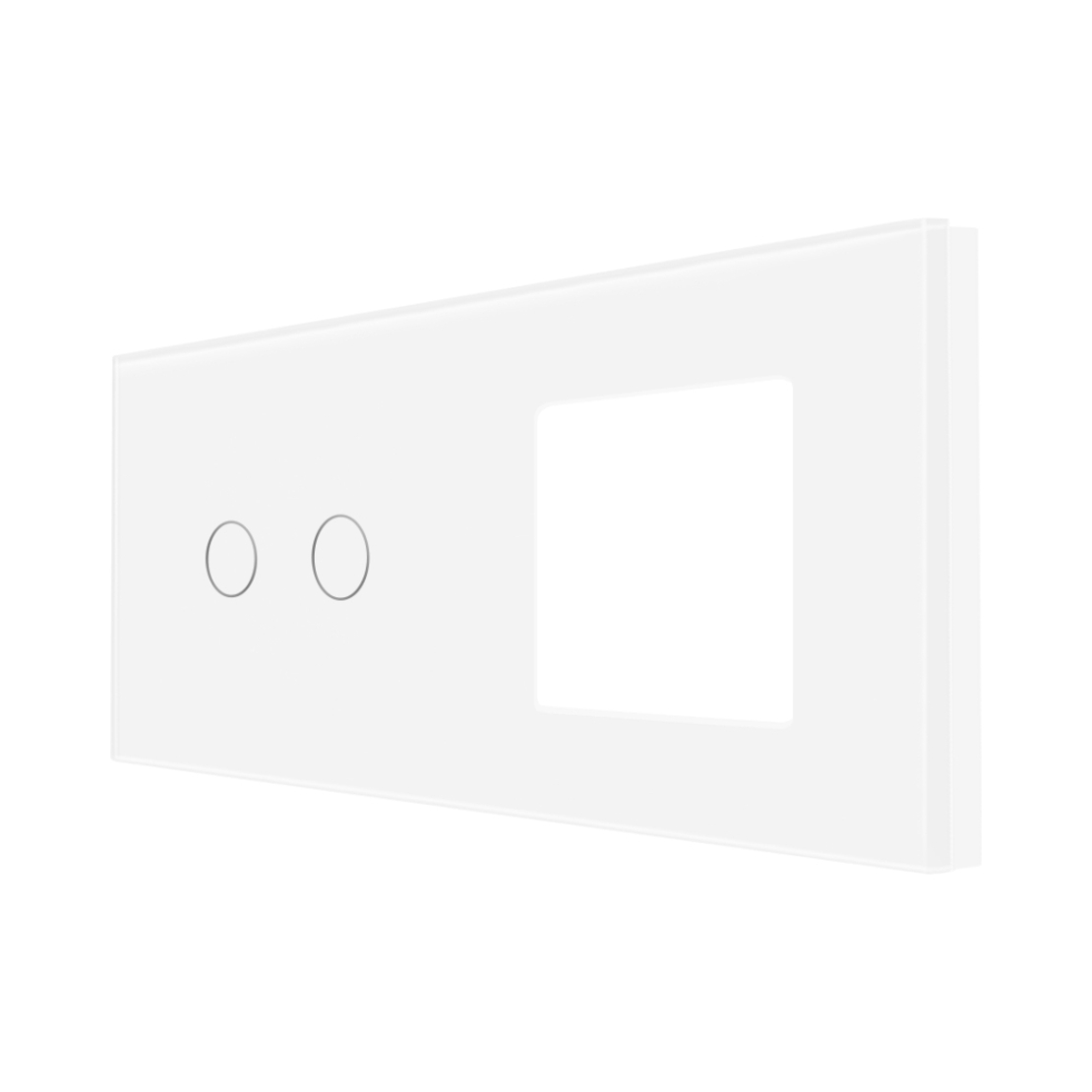 Panou Intrerupator Dublu cu Touch si Priza Simpla Din Sticla LUXION, alb