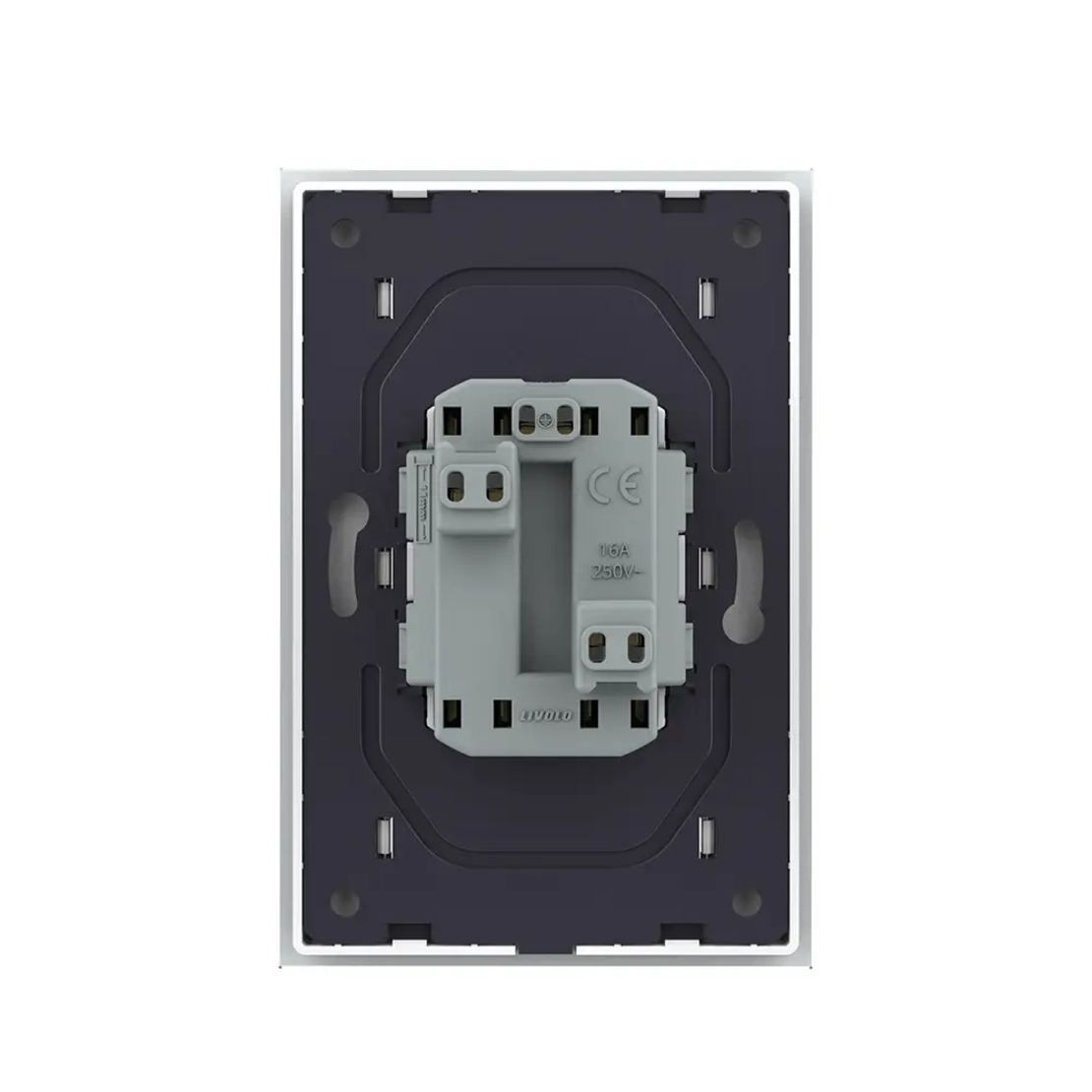 Priza Dubla Livolo cu Rama din Sticla Pentru Doza Simpla, alb