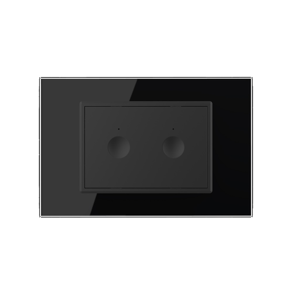 Intrerupator dublu cap scara / cap cruce wireless cu touch Livolo cu rama din sticla, standard Italian - Serie noua, negru