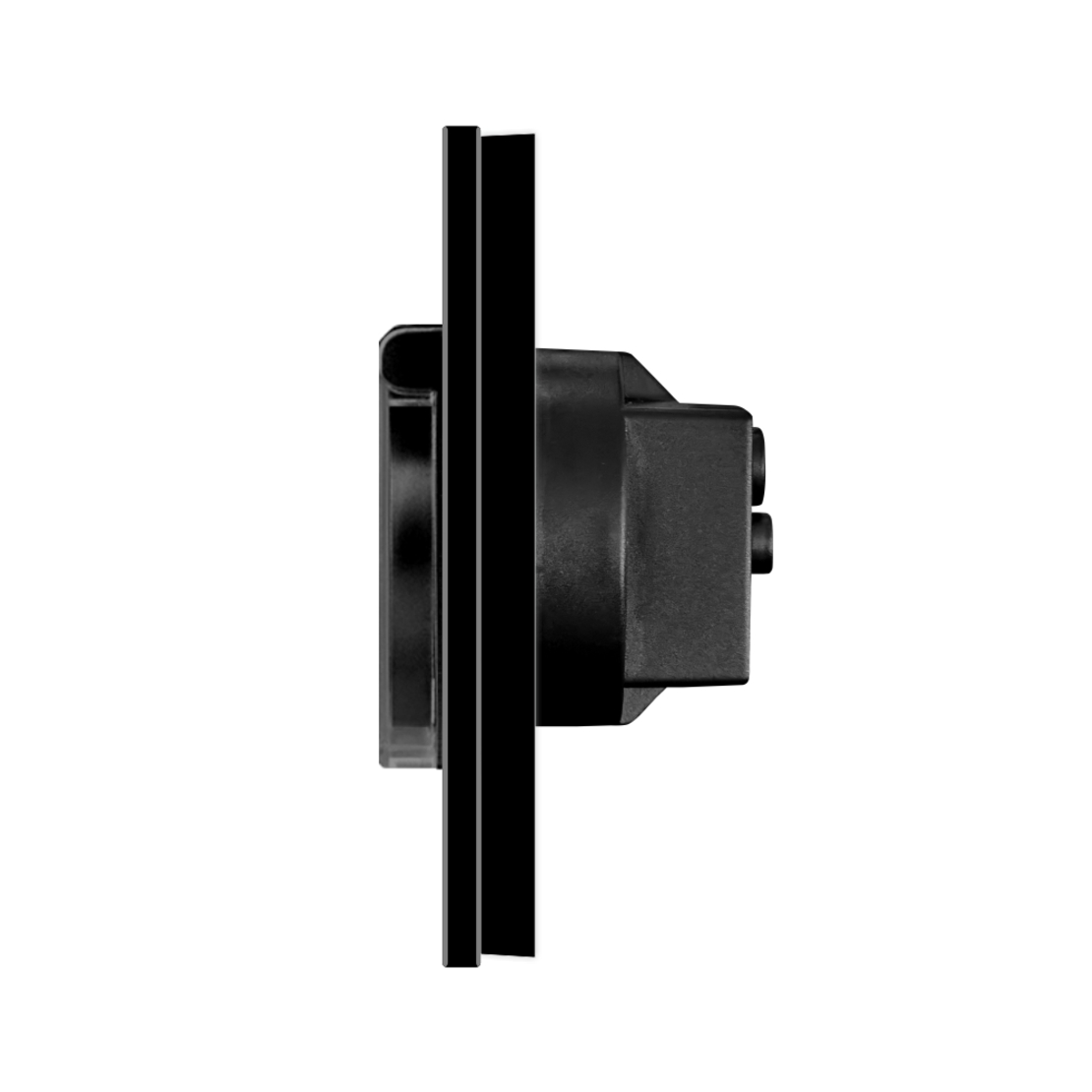 Priza Simpla cu Capac de Protectie LUXION cu rama din aluminiu, negru