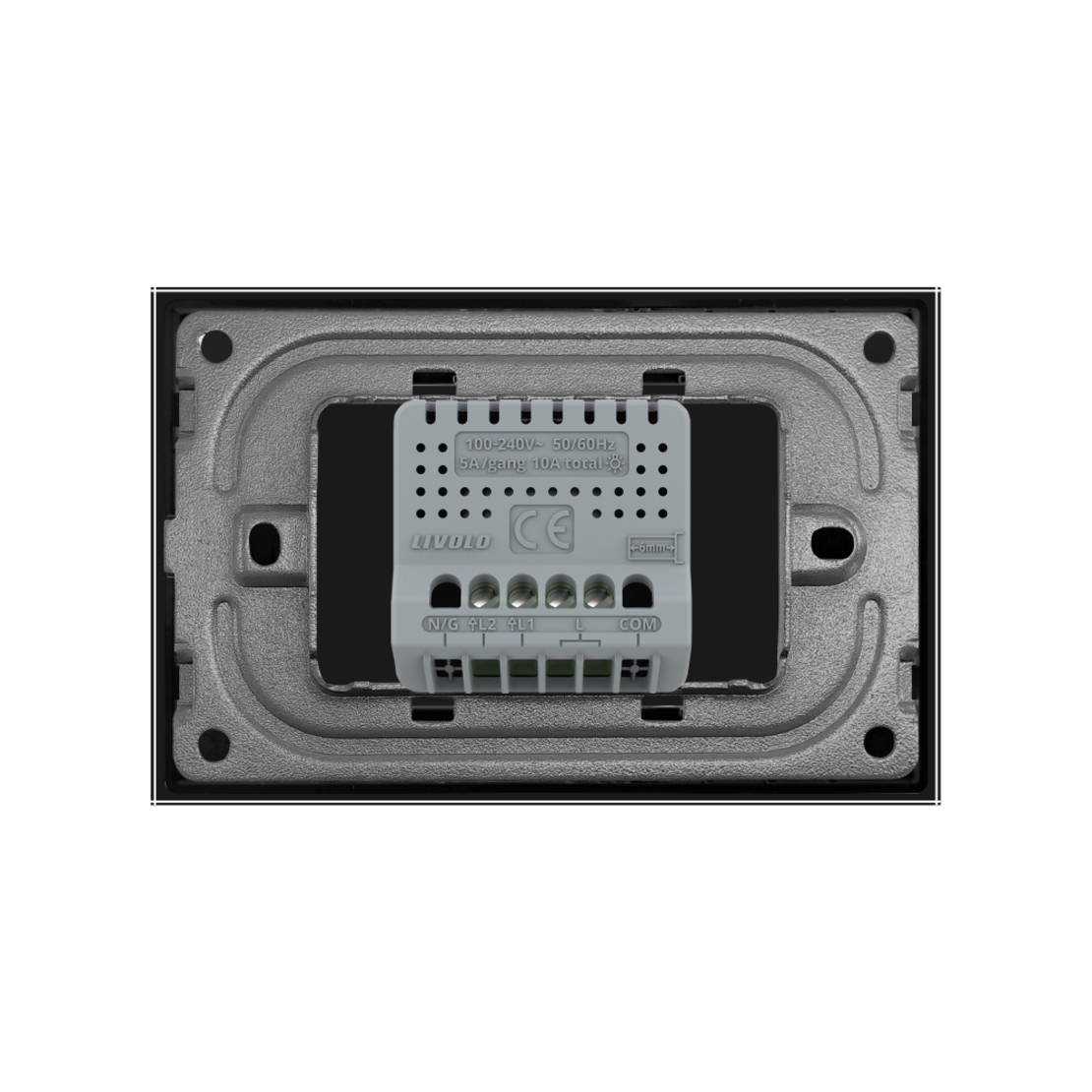 Intrerupator Dublu cu Touch LIVOLO din Sticla – Standard Italian, negru