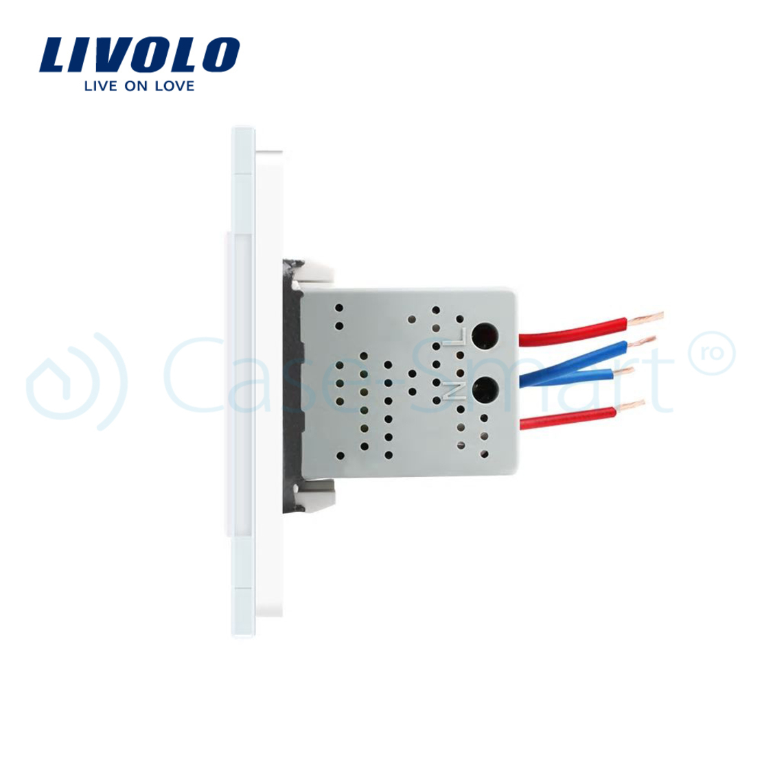 Priza dubla USB Livolo cu rama din sticla, alb