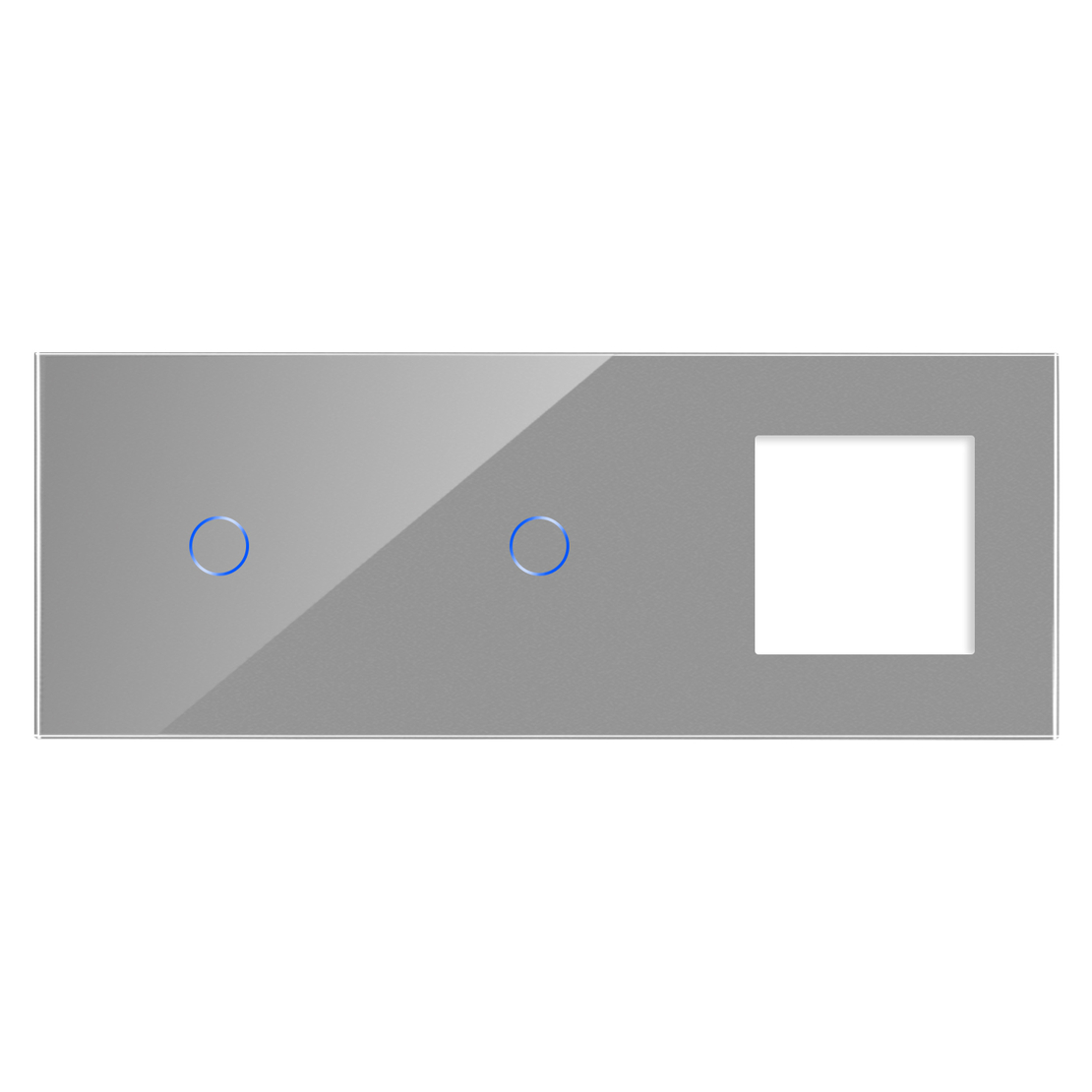 Panou Intrerupator Simplu + Simplu si Priza cu Touch din Sticla LUXION, gri