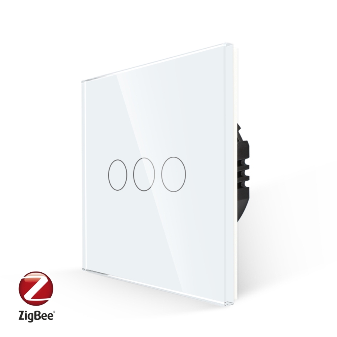Intrerupator Triplu cu Touch din Sticla LUXION, protocol ZigBee, alb