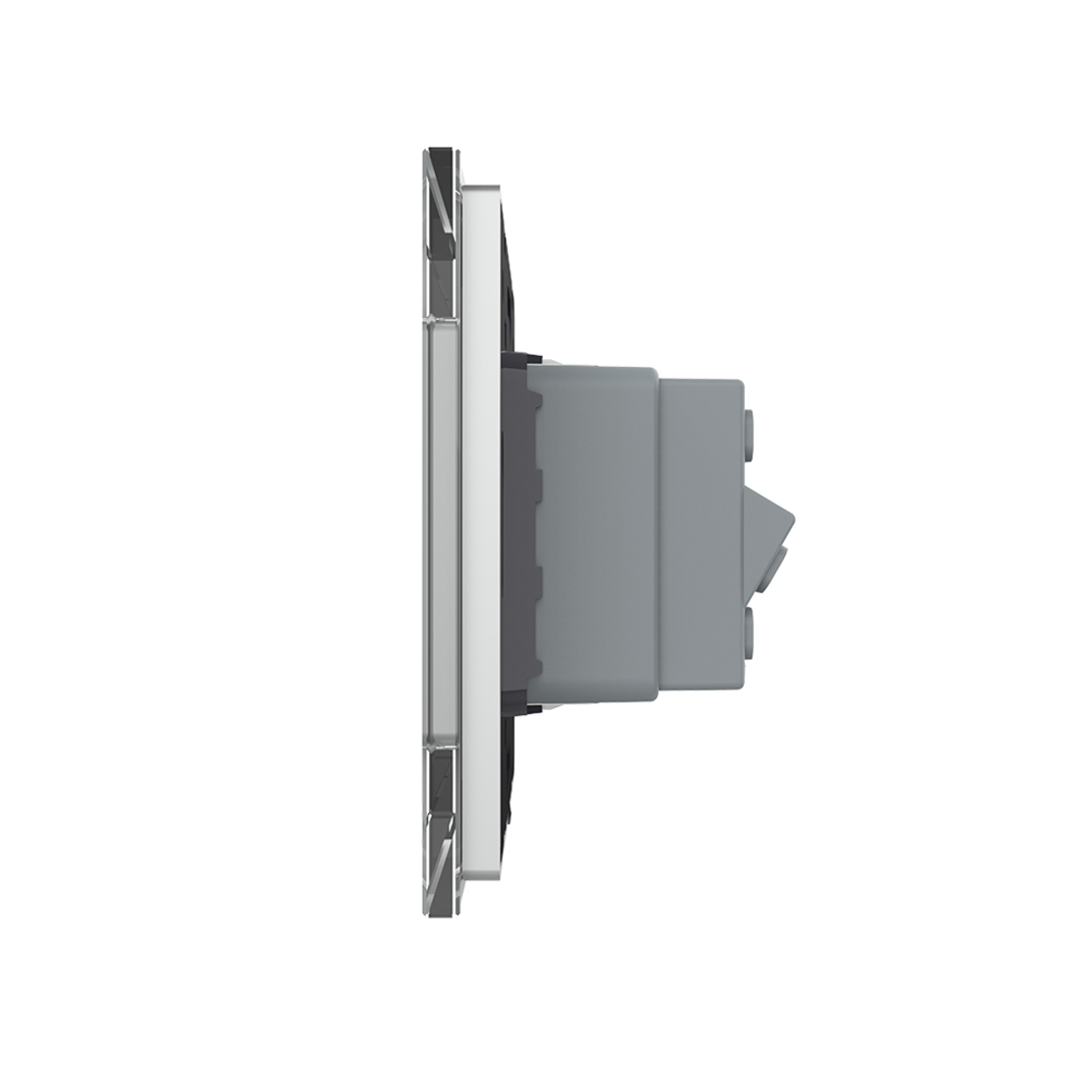 Priza dubla module inguste Livolo cu rama din sticla - standard german, gri