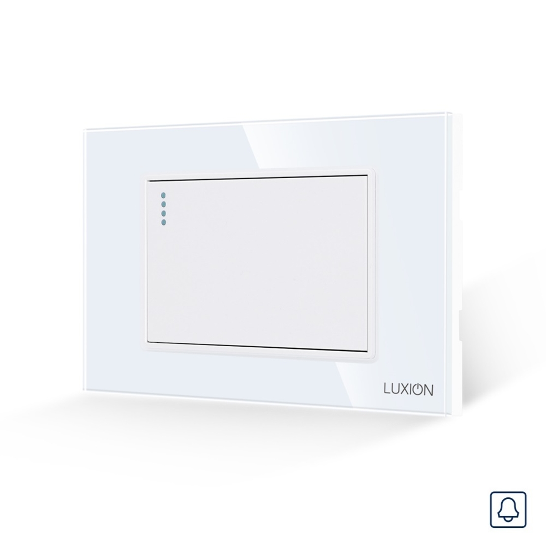 Intrerupator cu Revenire (Sonerie) Mecanic LUXION cu Rama din Sticla, Standard Italian, 3M, alb