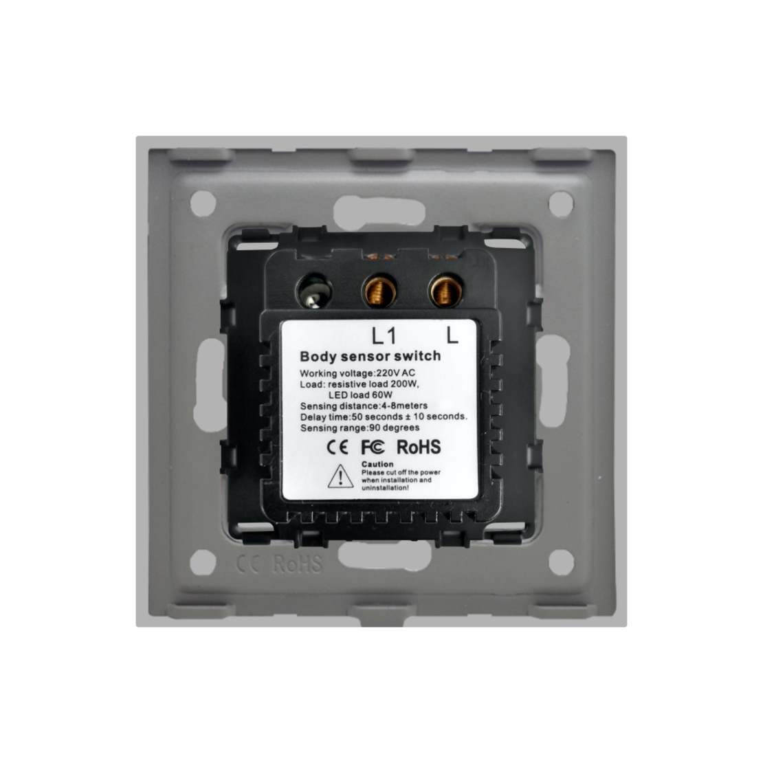 Senzor de Miscare PIR LUXION cu Rama din Sticla, gri