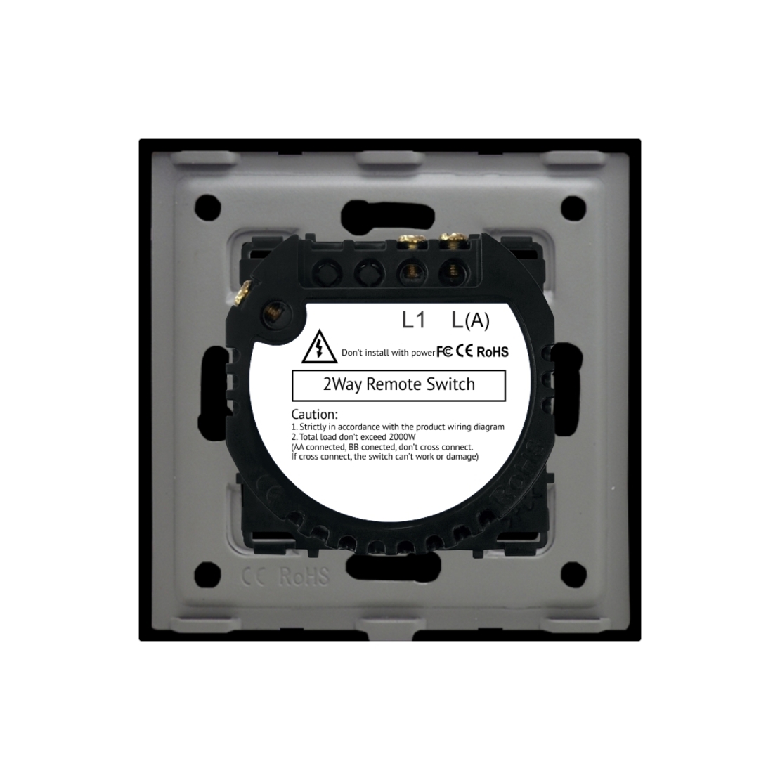 Intrerupator Simplu Cap Scara / Cruce cu Touch din Sticla si Rama de Aluminiu LUXION, RF433, negru