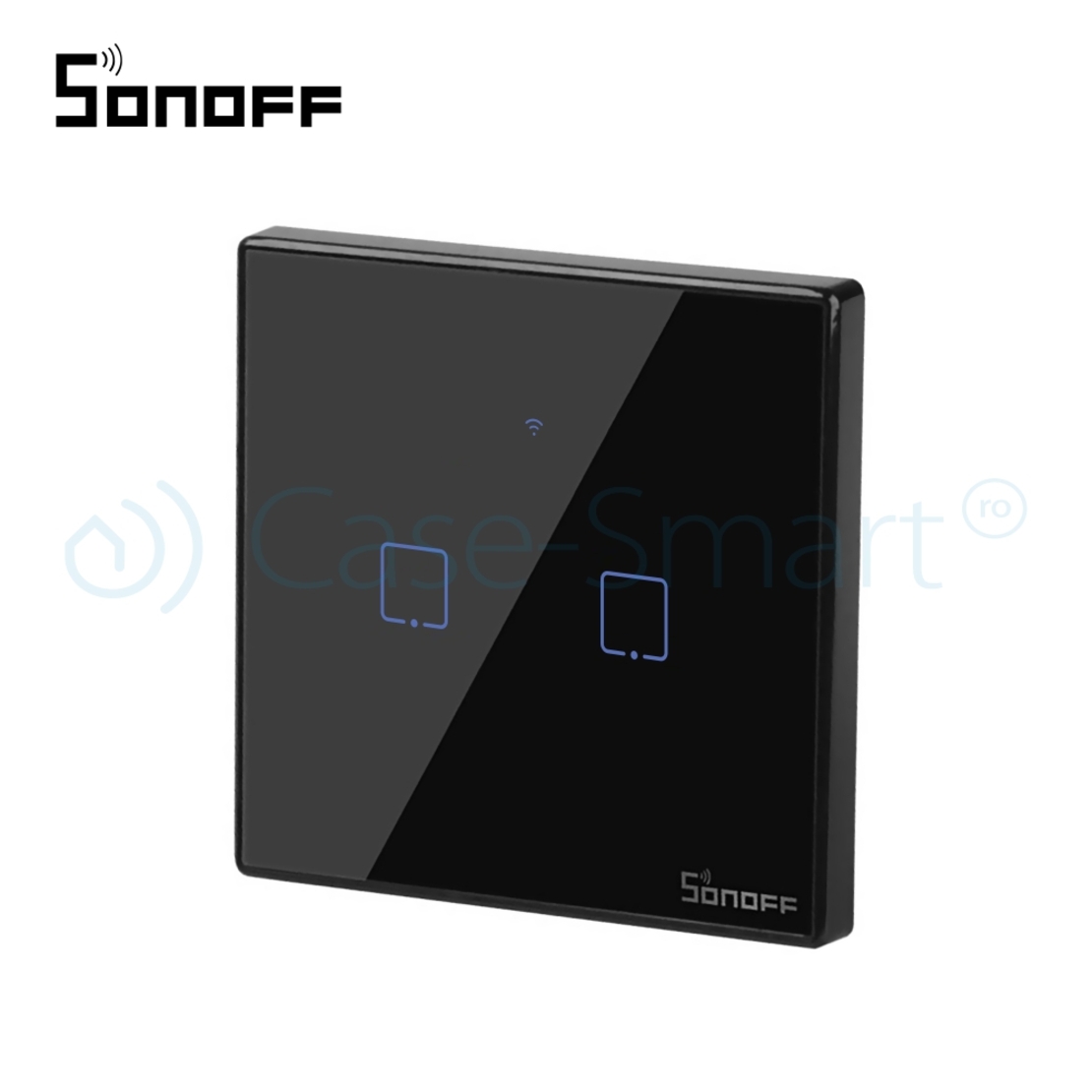Intrerupator dublu cu touch Sonoff T3EU2C, Wi-Fi + RF, Control de pe telefonul mobil