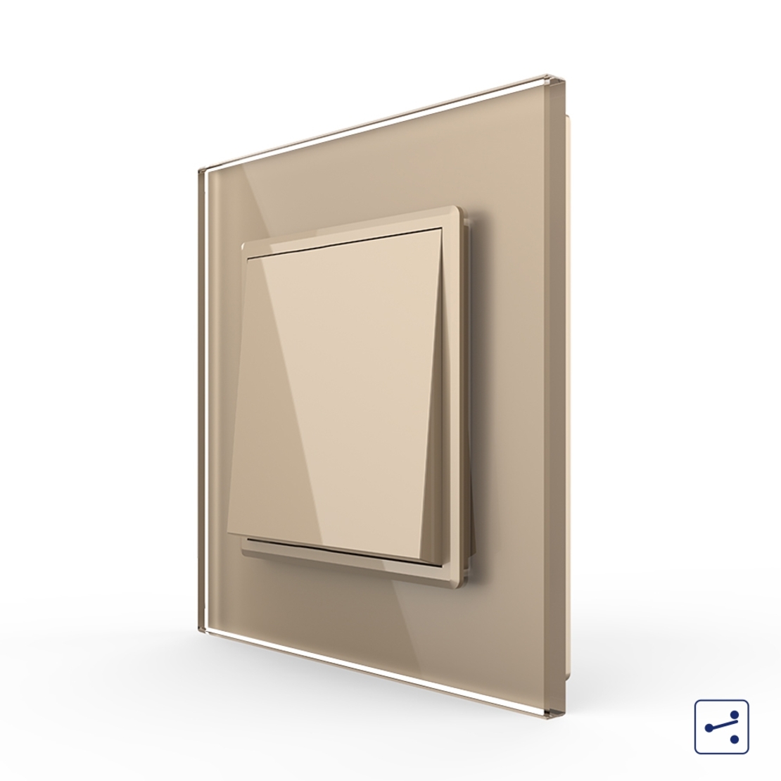 Intrerupator Simplu Mecanic si Cap Scara , 2 Module LIVOLO cu Rama din Sticla - Serie Noua, auriu