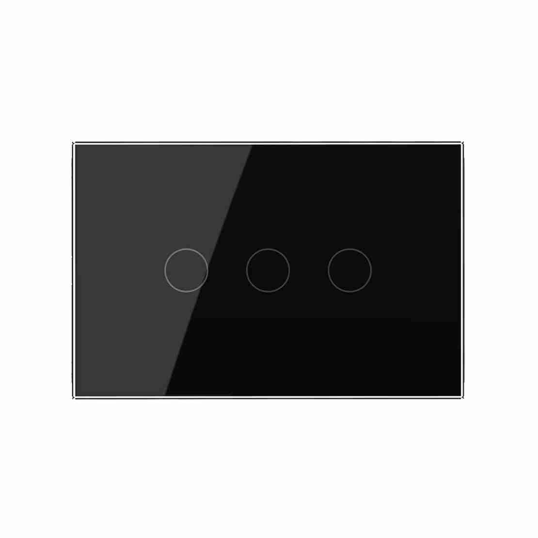 Intrerupator triplu cu touch Livolo din sticla, standard Italian, protocol ZigBee EC - Serie noua, negru