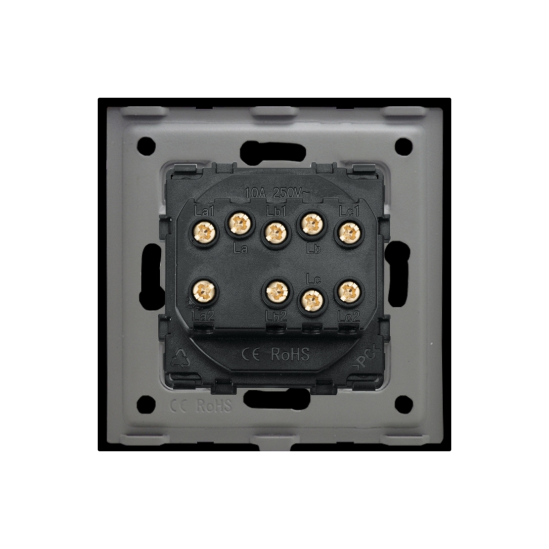 Intrerupator Triplu Cap Scara Mecanic LUXION cu Rama din Sticla, negru