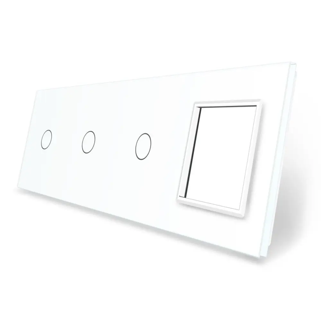 Panou 3 intrerupatoare simple si 1 priza LIVOLO din sticla, alb