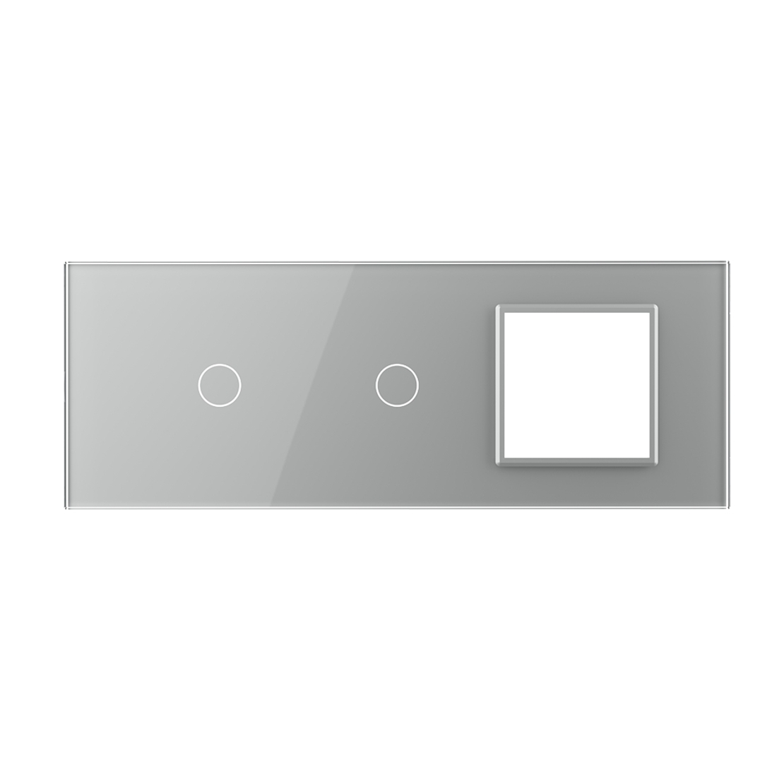 Panou Intrerupator Simplu + Simplu cu Priza LIVOLO din Sticla, Standard Italian - 6/7M, gri