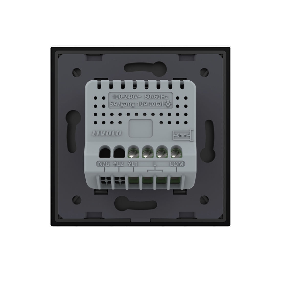 Intrerupator Simplu Cap Scara / Cruce cu Touch LIVOLO cu Rama din Sticla - Protocol Zigbee EC, negru