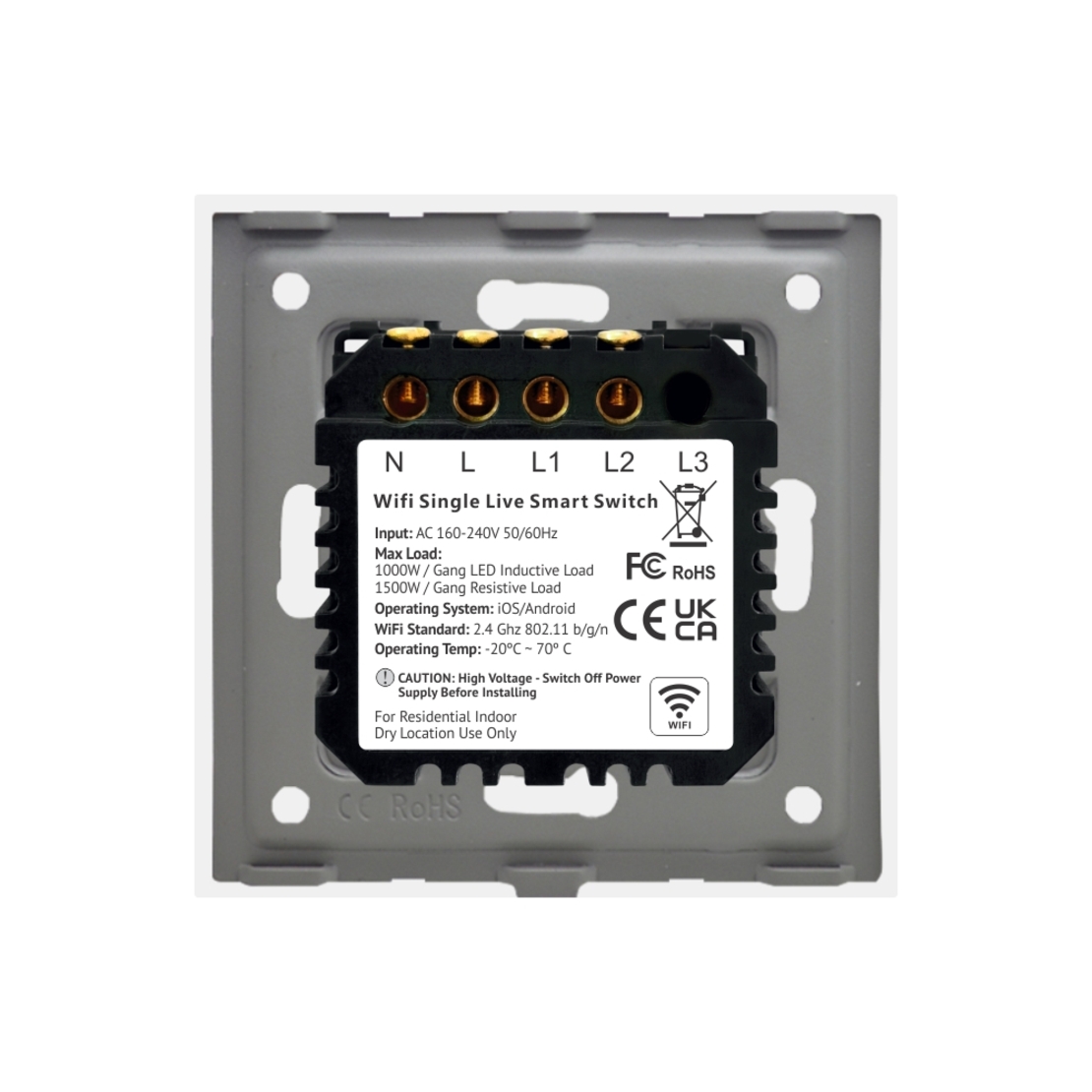 Intrerupator Dublu Wi-Fi cu Touch din Sticla si Rama de Aluminiu LUXION, auriu