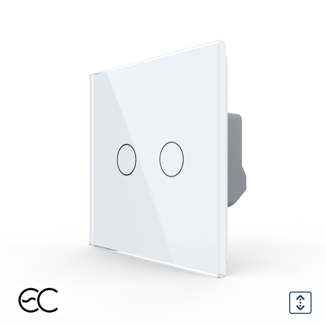 Intrerupator Dublu Draperie cu Touch LIVOLO din Sticla - Protocol ZigBee EC, alb
