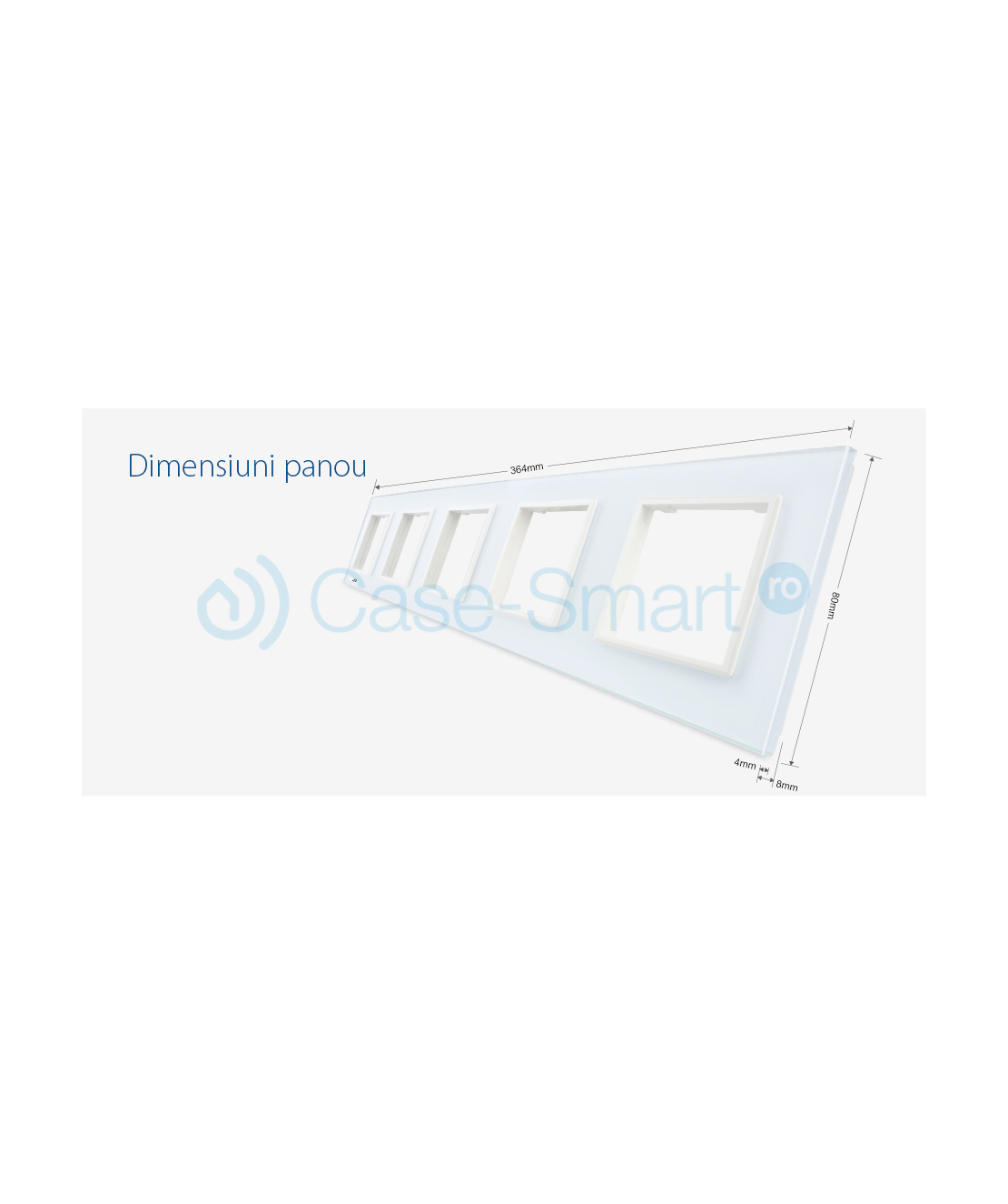 Rama cvintuplu din sticla Livolo, alb