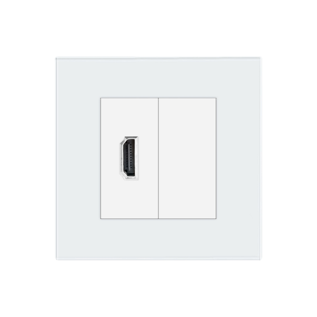 Priza HDMI cu Rama din Sticla LUXION, alb