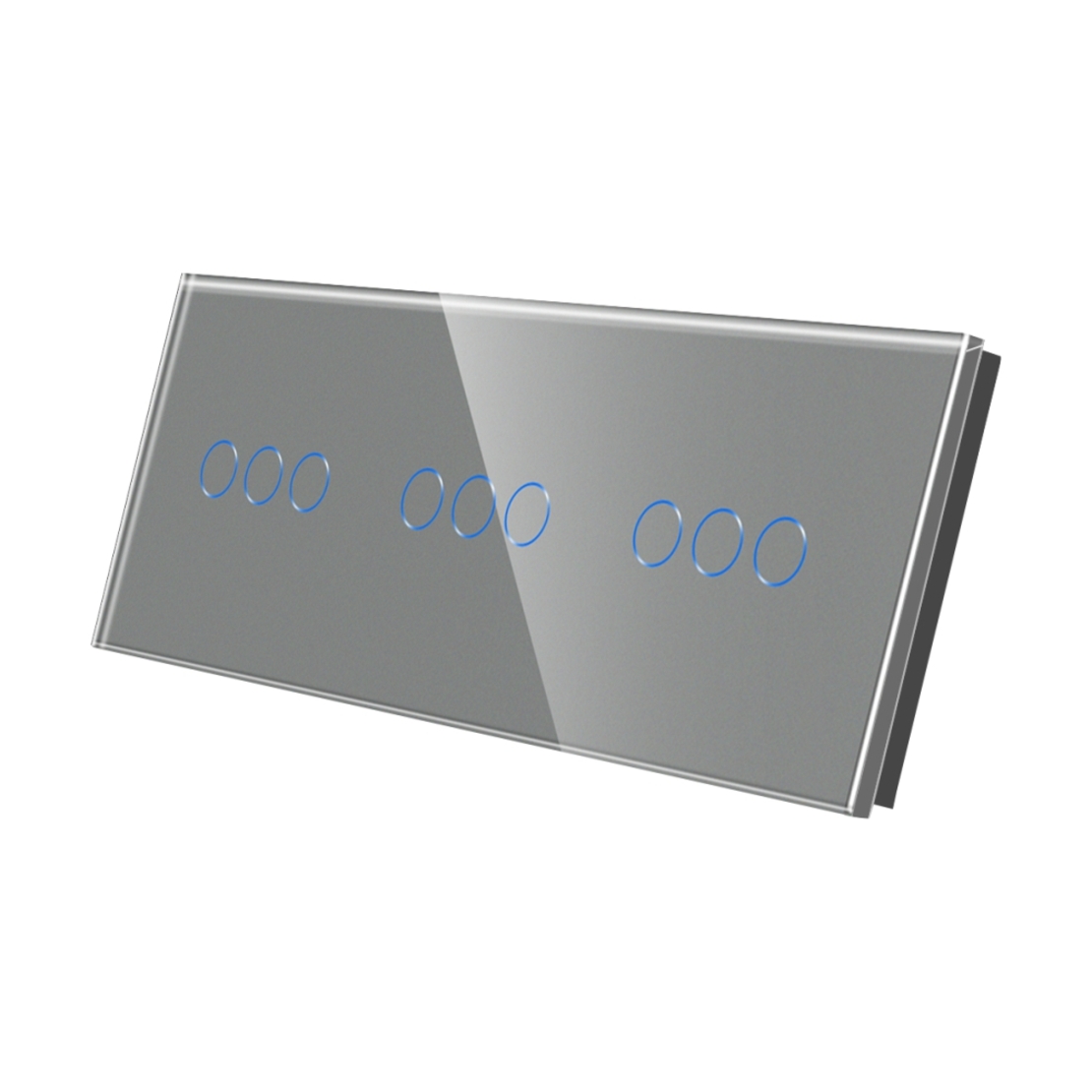 Panou Intrerupator Triplu + Triplu + Triplu cu Touch Din Sticla LUXION, gri