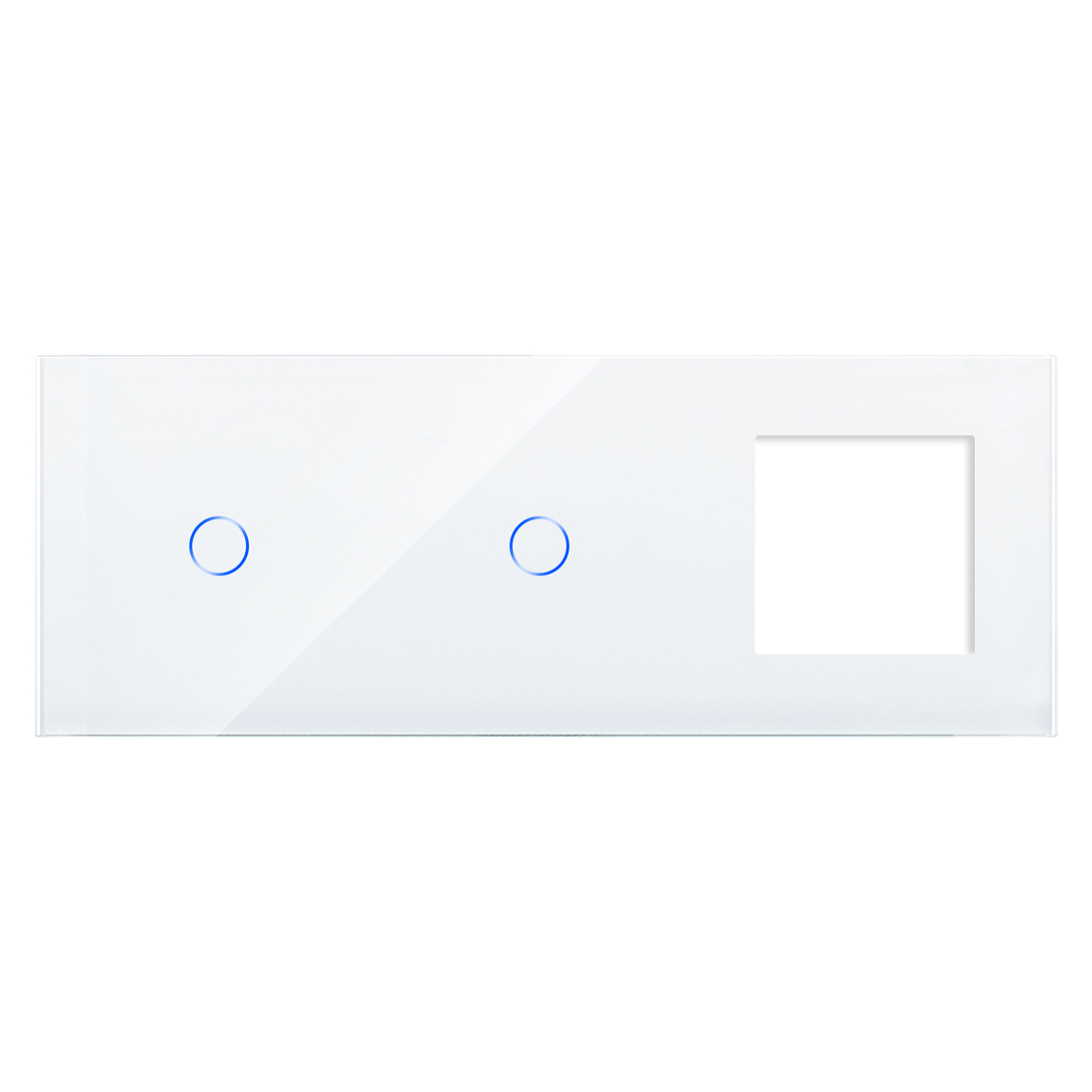 Panou Intrerupator Simplu + Simplu si Priza cu Touch din Sticla LUXION, alb
