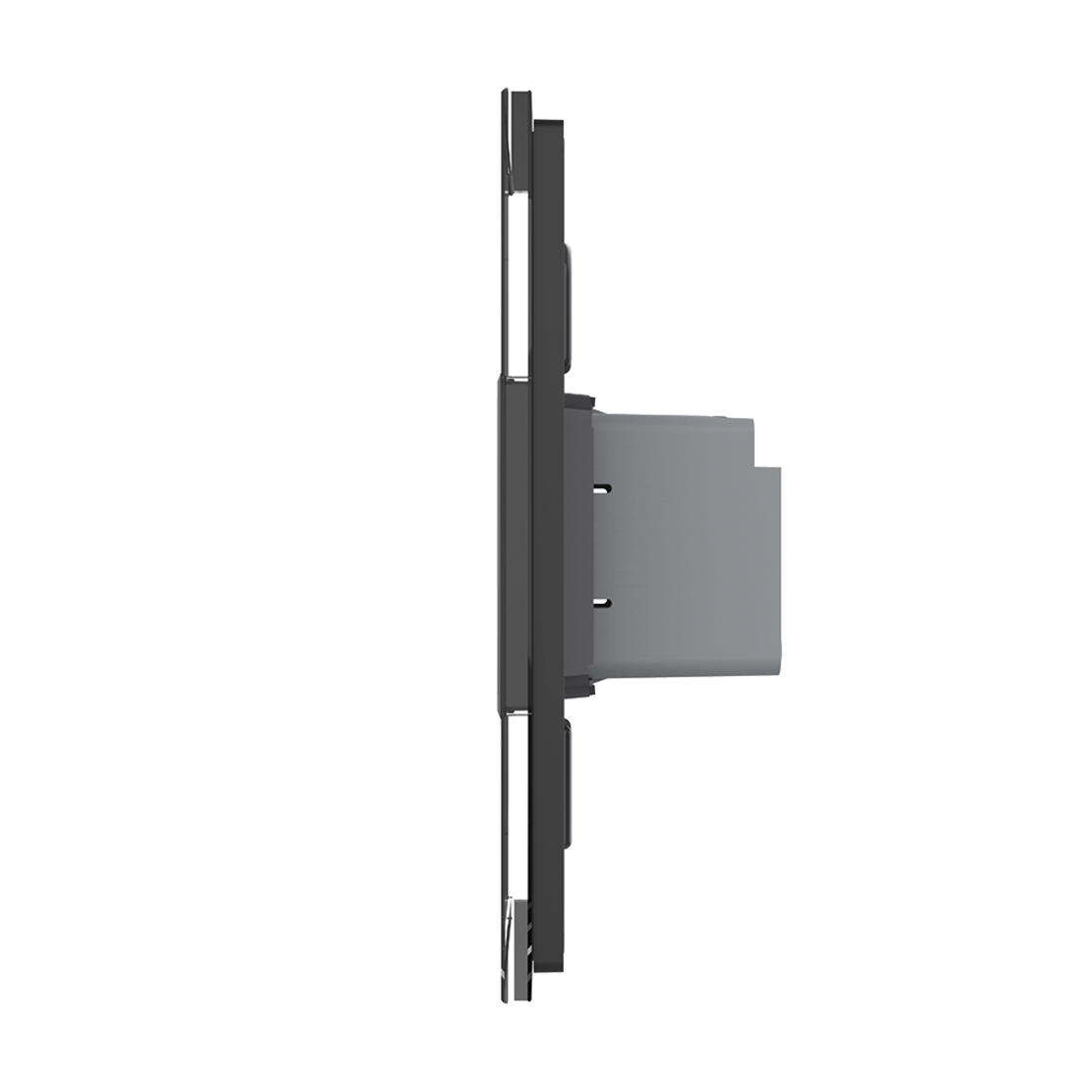 Intrerupator Simplu Cap Scara / Cruce cu Touch Livolo cu Rama Din Sticla 1M - Serie Noua, negru