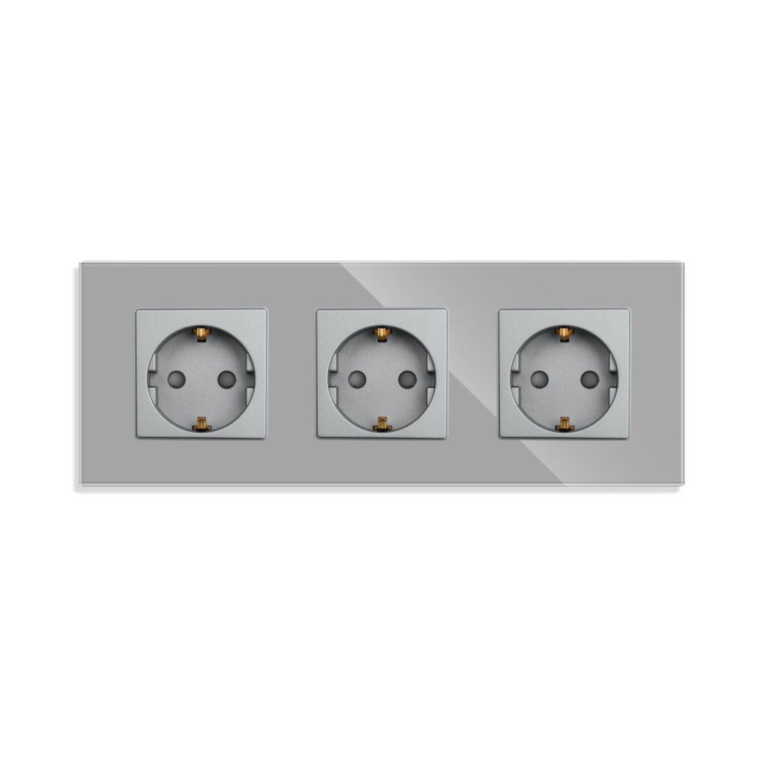 Priza Tripla cu Rama din Sticla LUXION, gri