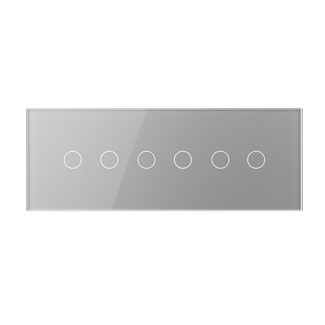 Panou Intrerupator Dublu + Dublu + Dublu cu Touch LIVOLO din Sticla, Standard Italian - 6/7M, gri