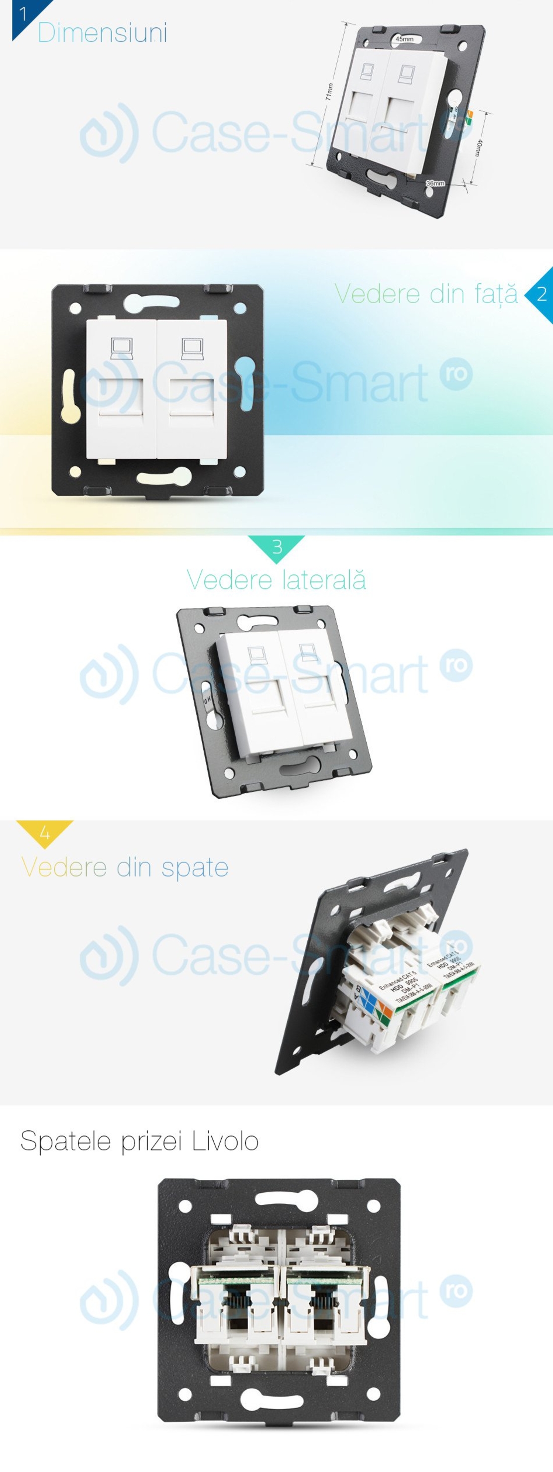 Priza dubla internet Livolo, alb