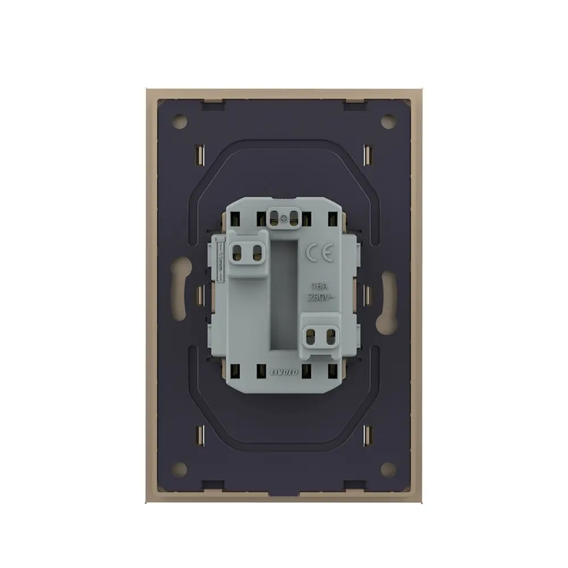 Priza Dubla Livolo cu Rama din Sticla Pentru Doza Simpla, auriu