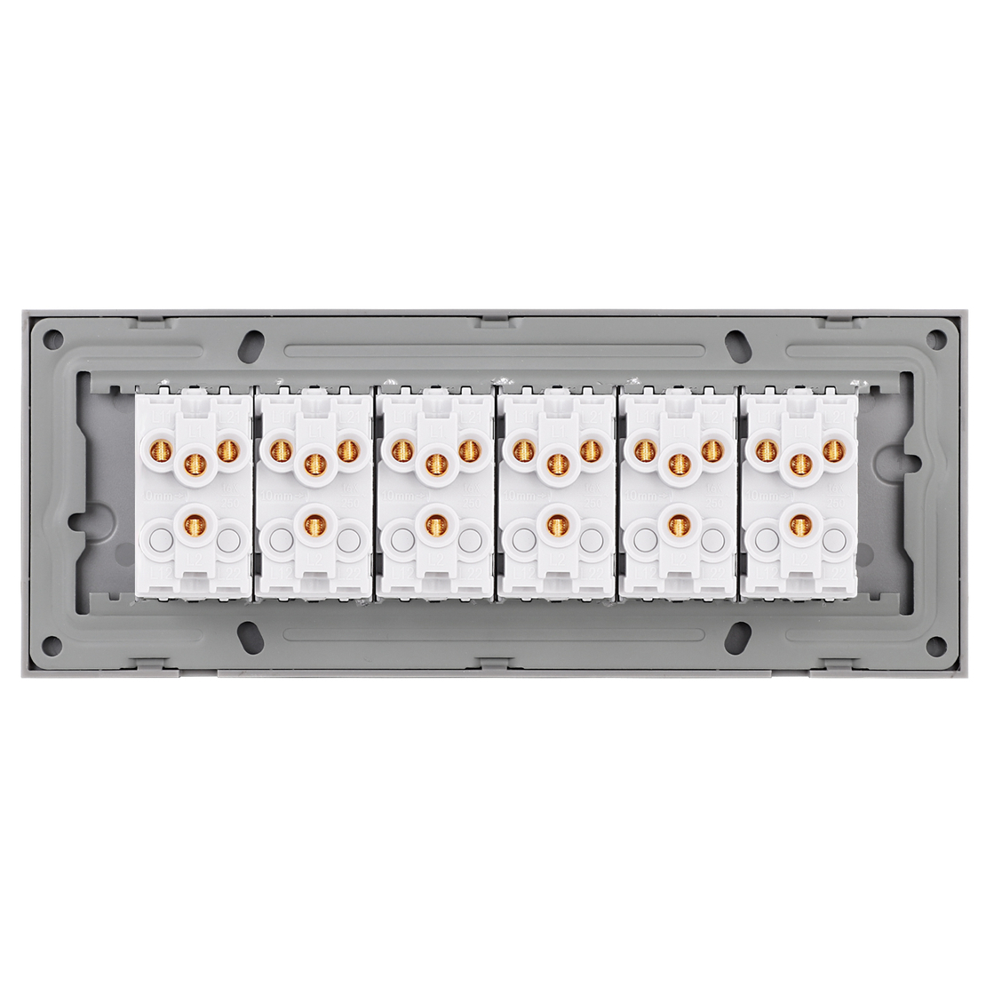 Intrerupator Mecanic 12 Posturi LUXION cu Rama din Sticla, Standard Italian, 6M, gri