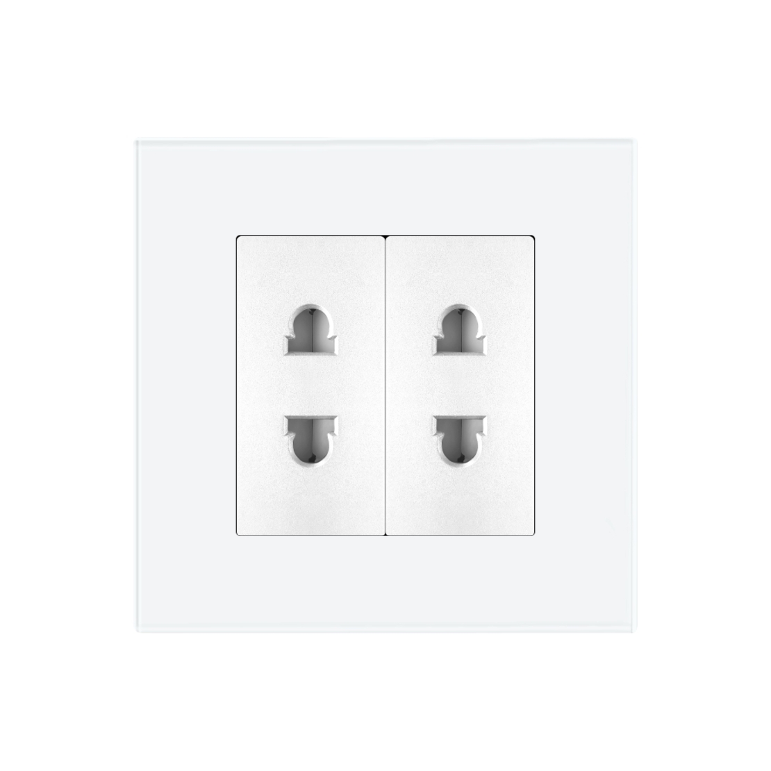 Priza Dubla cu Module Inguste cu Rama din Sticla LUXION, alb