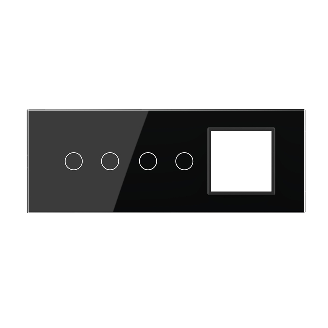 Panou Intrerupator Dublu + Dublu cu Priza LIVOLO din Sticla, Standard Italian - 6/7M, negru