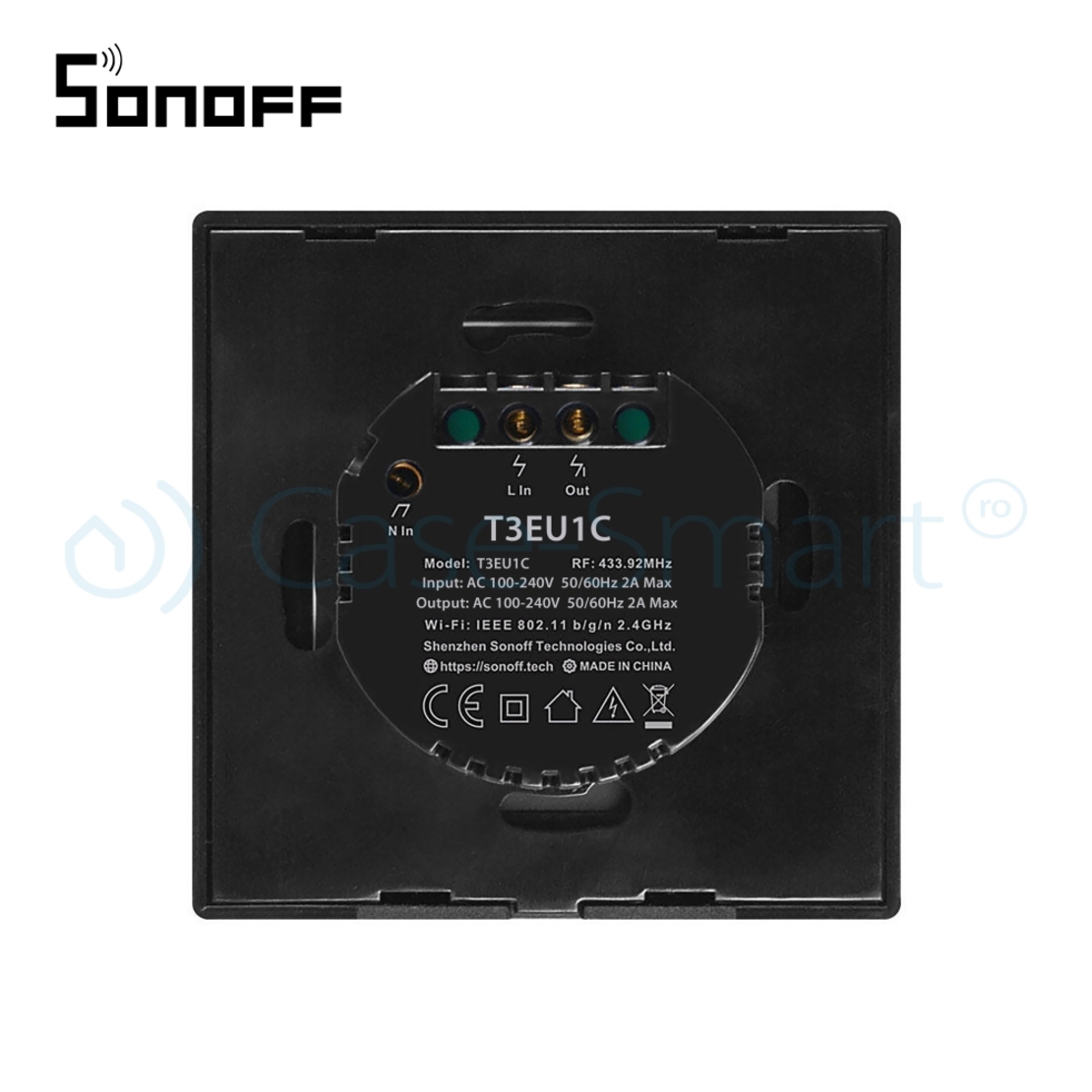 Intrerupator simplu cu touch Sonoff T3EU1C, Wi-Fi + RF, Control de pe telefonul mobil