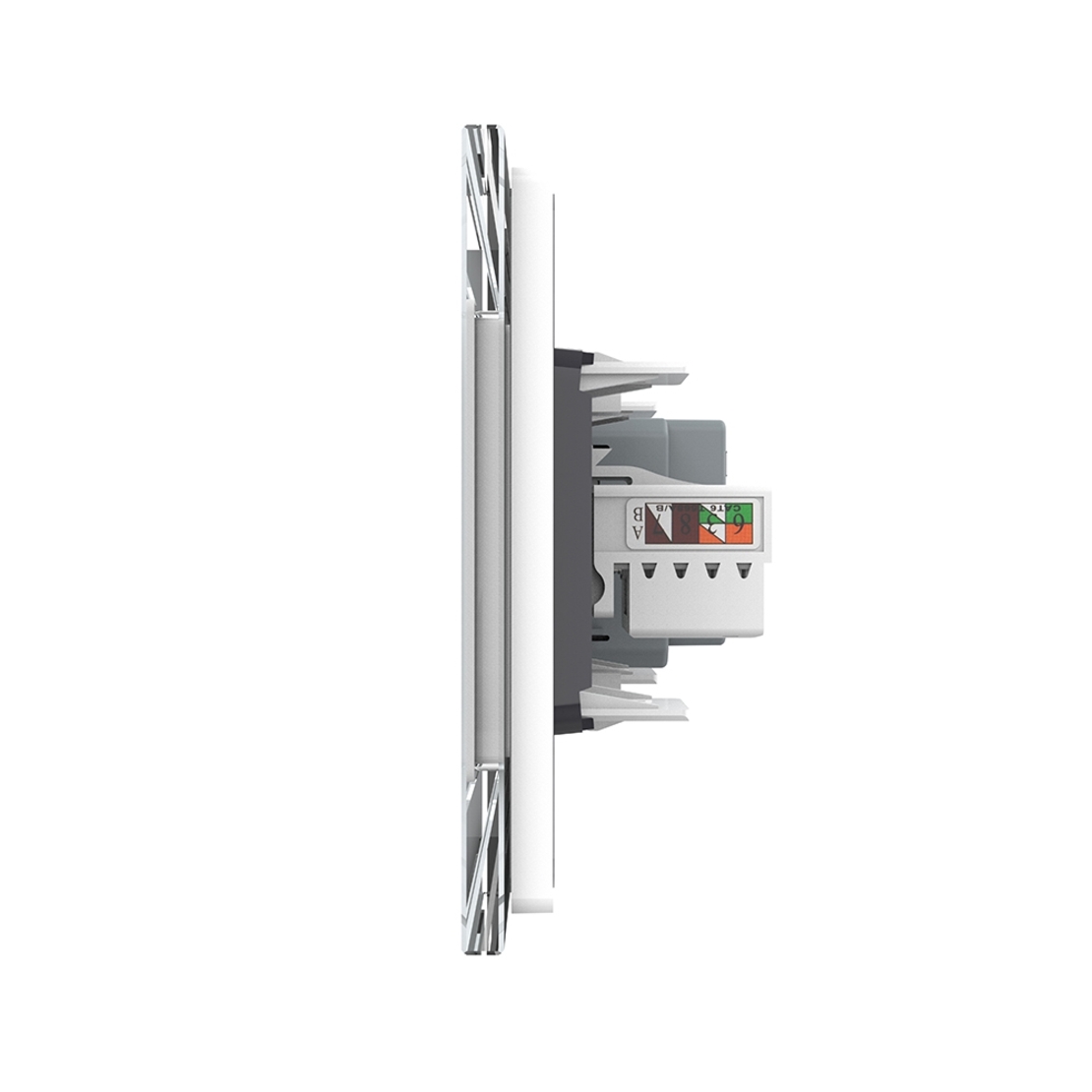 Priza Tripla cu Blank Livolo cu Rama din Sticla 2 Prize Schuko+TV/internet, Standard Italian - Serie Noua, alb