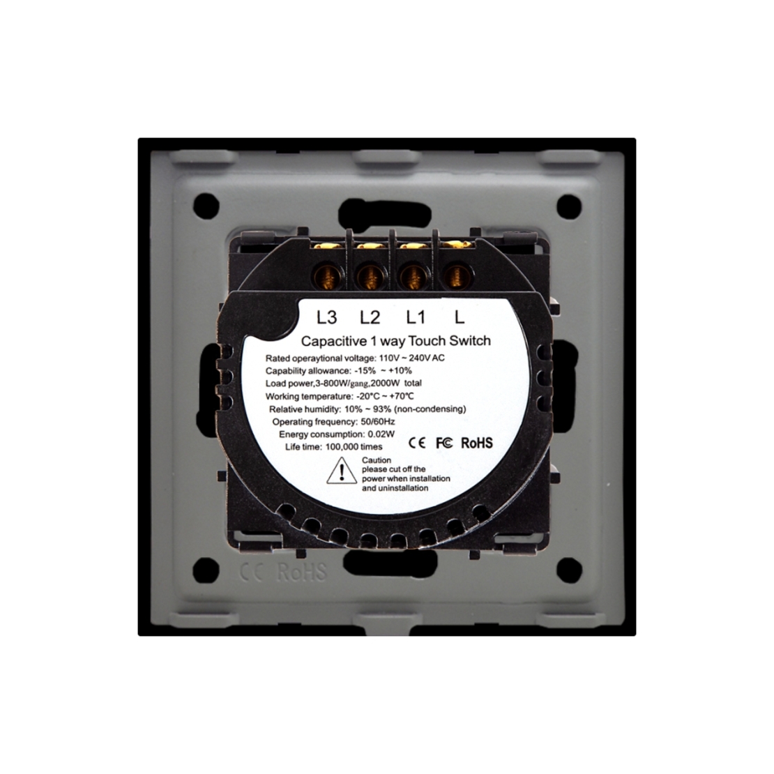 Intrerupator Triplu cu Touch din Sticla si Rama de Aluminiu LUXION, negru