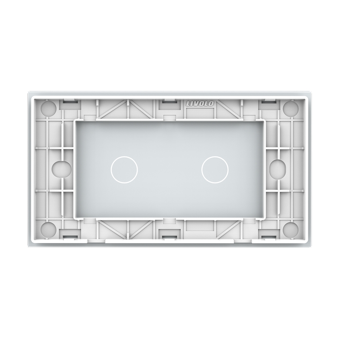 Panou Intrerupator Simplu + Simplu cu Touch LIVOLO din Sticla, Standard Italian - 4M, alb