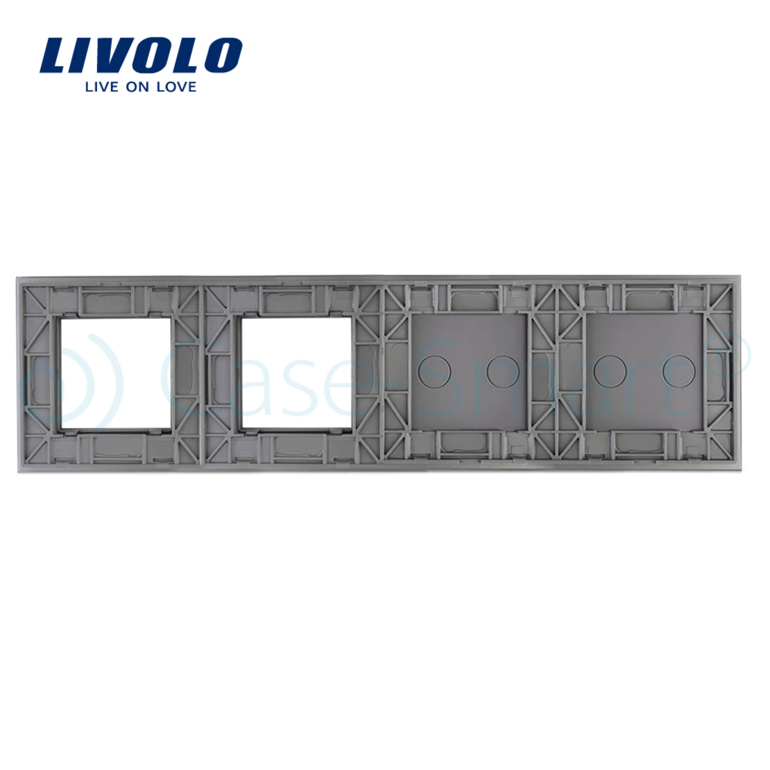 Panou 2 intrerupatoare duble cu touch si 2 prize LIVOLO din sticla, gri